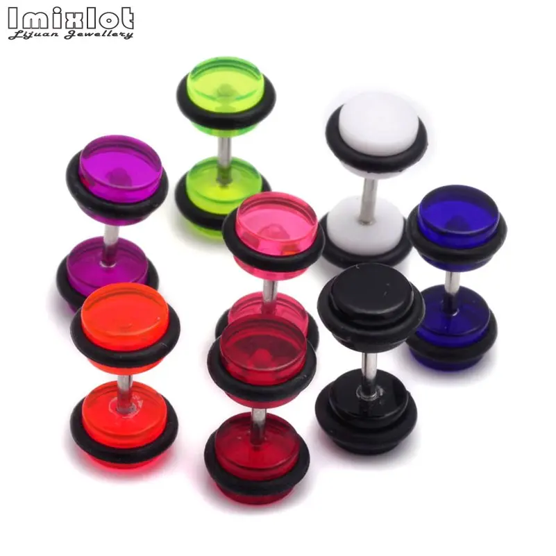 2PCS Acrylic Fake Cheater Ear Plugs and Tunnels Ear Plug Piercing Earring Gauges Cheaters Stretcher Body Jewelry Piercings