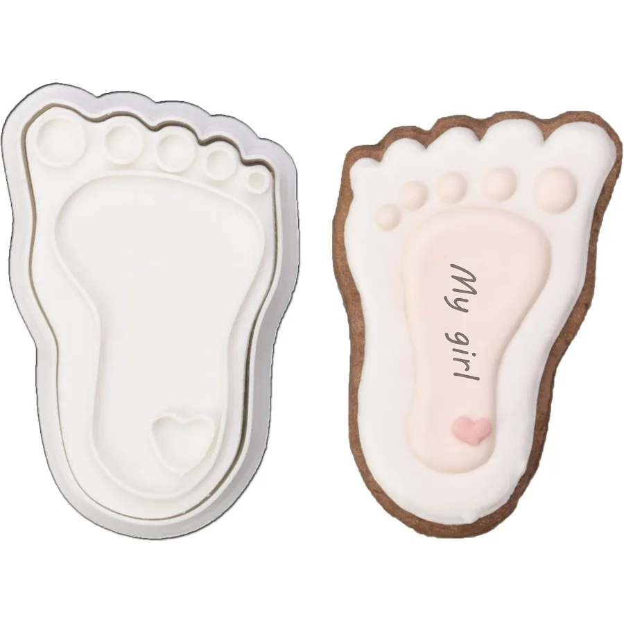 

3D Ce резак с детскими штампами для ног, форма для детского душа, форма для торта, инструменты для украшения помадки, форма для выпечки сахара, форма для выпечки «Рождение»