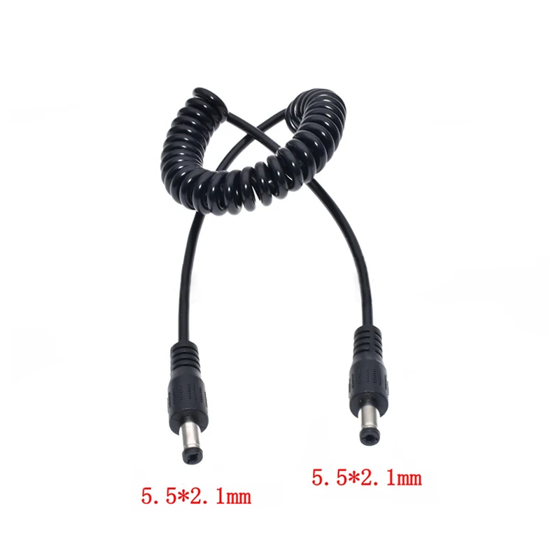 

DC 5.5*2.1mm Male to 5.5*2.1mm Male Power Retractable Cord 1.3m Power Adapter DC Jack Plug 5.5mmx2.1mm Cable With Spring