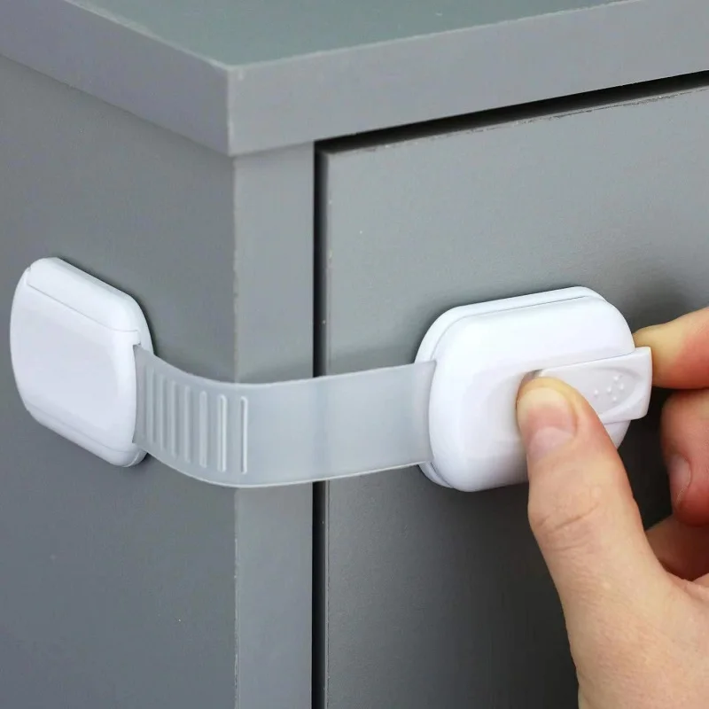 Child Safety Strap Cabinet Locks. Adjustable Child Locks for Cabinets No Drilling. Self-Adhesive Drawer Locks Furniture, Kitchen