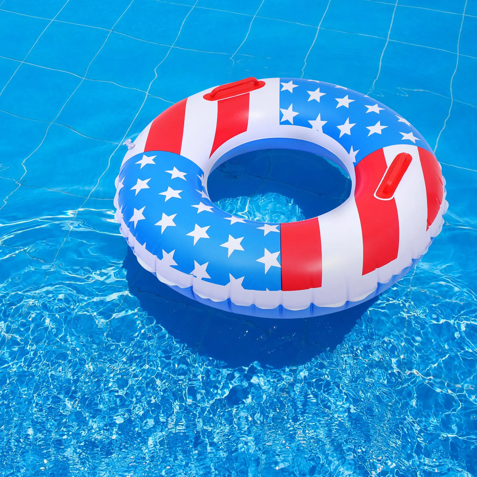 

Patriotic Party Decoration Inflatable Swim Tube Flag Swimming Ring American Toy Sequin Floating PVC Fourth of July Star