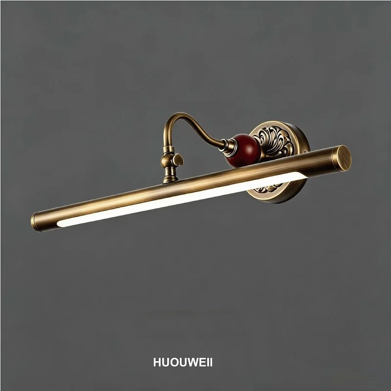 All-copper Retro Mirror Headlight Nordic LED Bathroom Mirror Cabinet Light Hanging American Painting House Number Wall Lamp