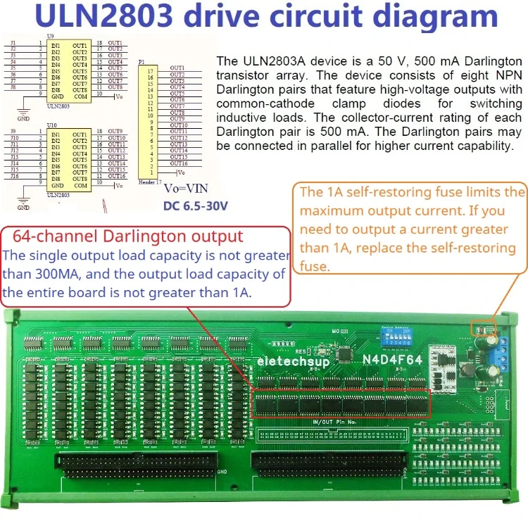 Modbus RTU avec port d'entrée et de sortie, communication d'isolement, quantité de commutateur numérique, PLC IO, 6 000 cartes, NPN, 64DI-64DO, 12V, 24V, RS485