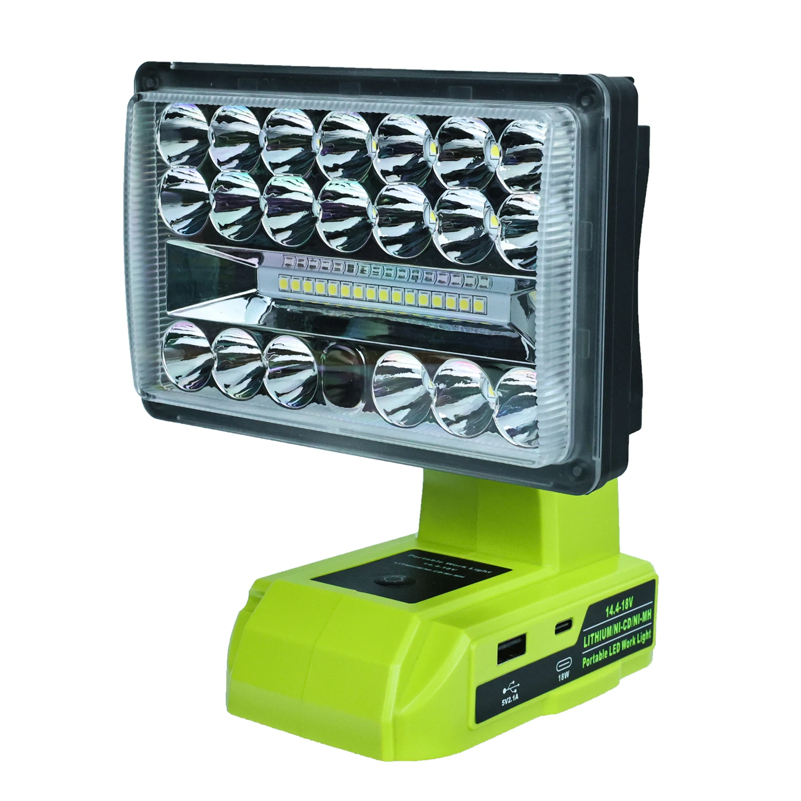 28W 2000LM LED Work Light for Ryobi 14.4V-18V Li-ion Battery Lamp Flashlight Outdoor Emergency Lighting with USB Type-C Port