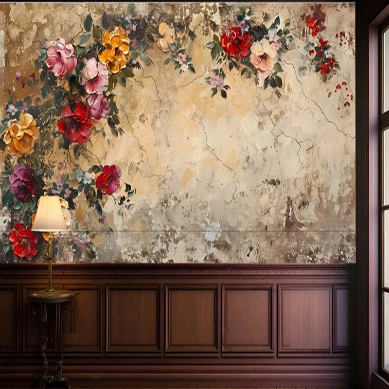 

Наклейка для шкафа, фото 3D, ретро-цветочный узор, художественный декор, фоновая роспись, настенное панно для гостиной, спальни, Papel De Parede