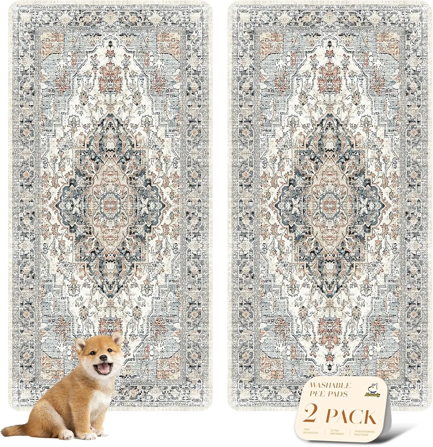 

Многоразовые моющиеся пеленки для собак, нескользящие, непромокаемые, для клеток и полов (бежевый/мультитон, 36"x72")