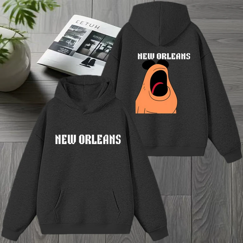 Funny New Orleans Marcus The Worm Art Meme Cartoon Character Graphic Hoodie Unisex harajuku Fleece Sweatshirt Men women pullover