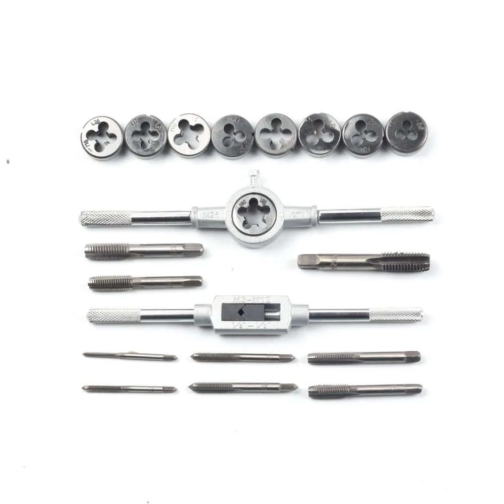 8/12/20In 1 Tap And Die Set M3-M12 Male Thread Screw Threading Tool Kit Alloy Steel Female Mechanical Professional Tools Machine