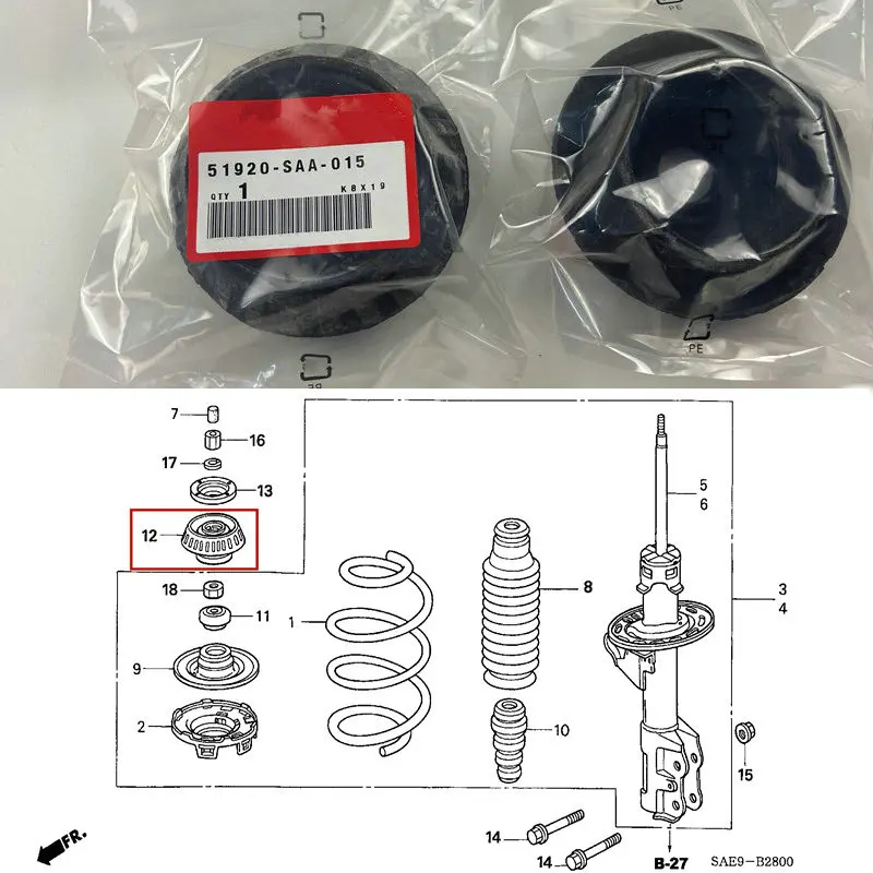 For  FIT   CITY VEZEL  Front shock mount rubber  Damping top glue of shock absorber  Front damping rubber sleeve