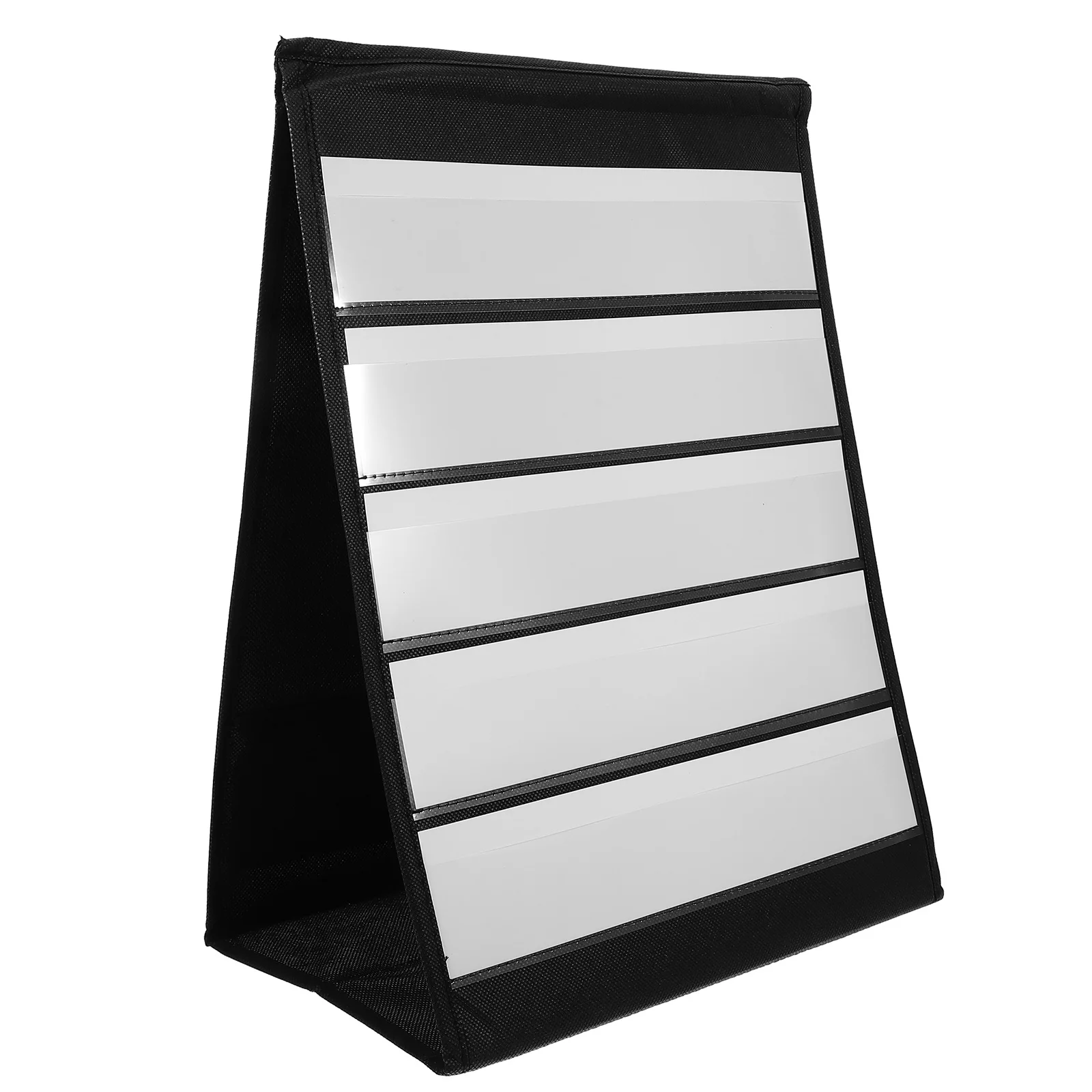 

Desktop Display Stand Class Schedule Pocket Chart Card Rack Triangle Business Black Jobs Preschool