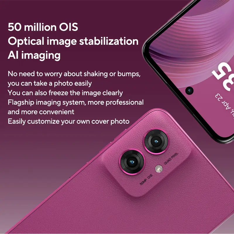 هاتف Motorola MOTO G55 ذكي بشاشة 6.5 بوصة بمعدل تحديث 120Hz وذاكرة 256GB ومعالج MediaTek Dimensity 7025 وكاميرا 50MP - 5