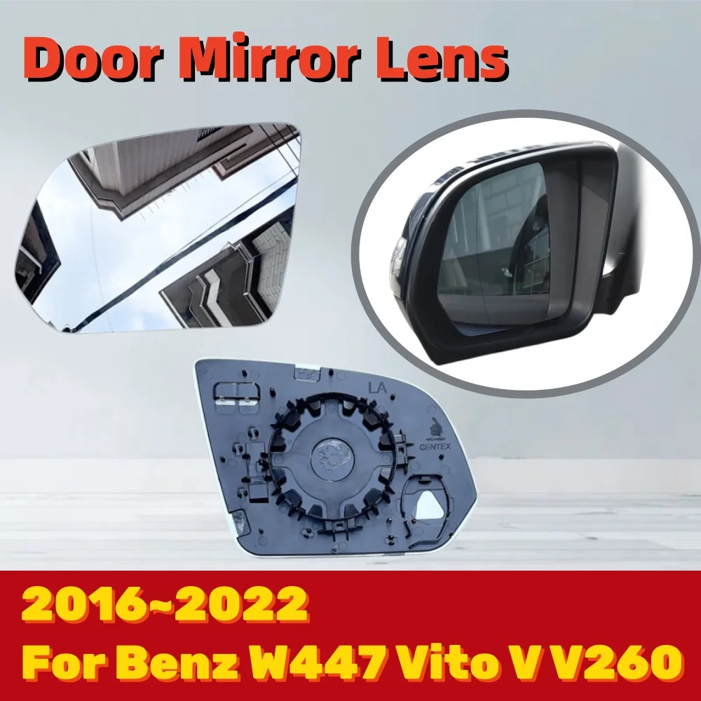 Door Mirror Lens For Benz W447 Vito V V260 2017 2018 2019 2020 2021 Car Rearview Accessory Decoration ABS Plastic Styling