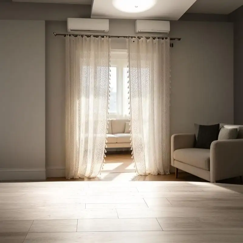 Französischer Tüll-Spitzenvorhang mit geometrischen Streifen, gestrickter lichtfilternder Vorhang für Küche, Schlafzimmer und Wohnzimmerdekoration – Detail 1