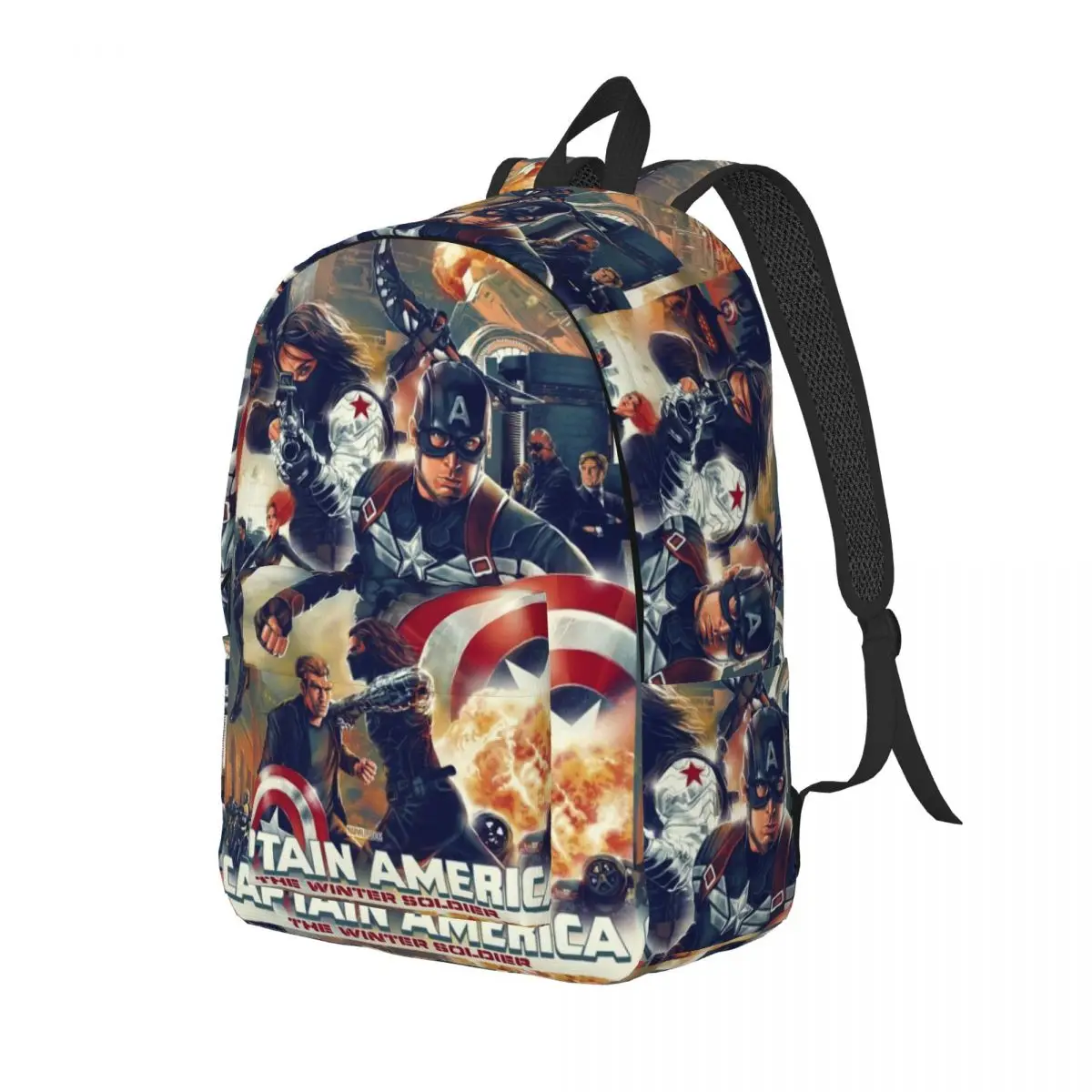 Custom 3D Printing Wallpaper Captain America Canvas Backpacks for College School Travel Bags  Bookbag Fits 15 Inch Laptop