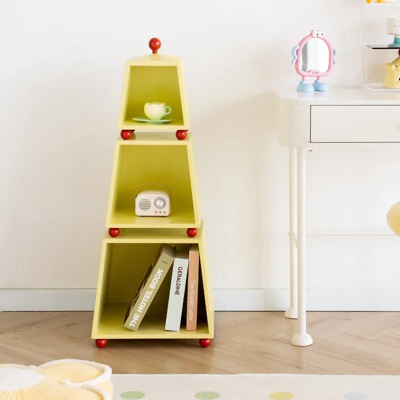 Creative Triangle Bookcase Dopamine Children's Room Storage Rack Multifunctional Floor Book Storage Bedroom Organizer Rack