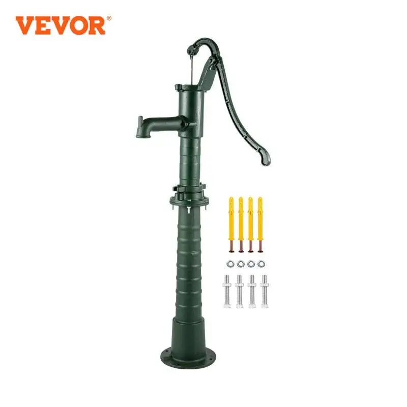 VEVOR Pompe à Eau Manuelle Fonte + Support Pompe à Main Puits Jardin 131 cm Pompe à Bras Vintage