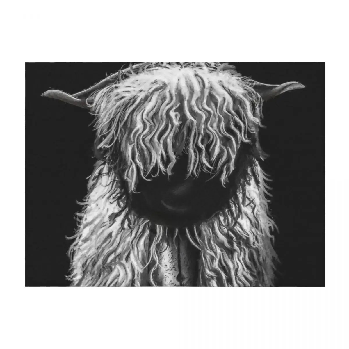 

Black And White Swiss Valais Blacknose Sheep, FluffyValais Blacknose Sheep Art, Cute Swiss Sheep Farm Animal Portr Throw Blanket