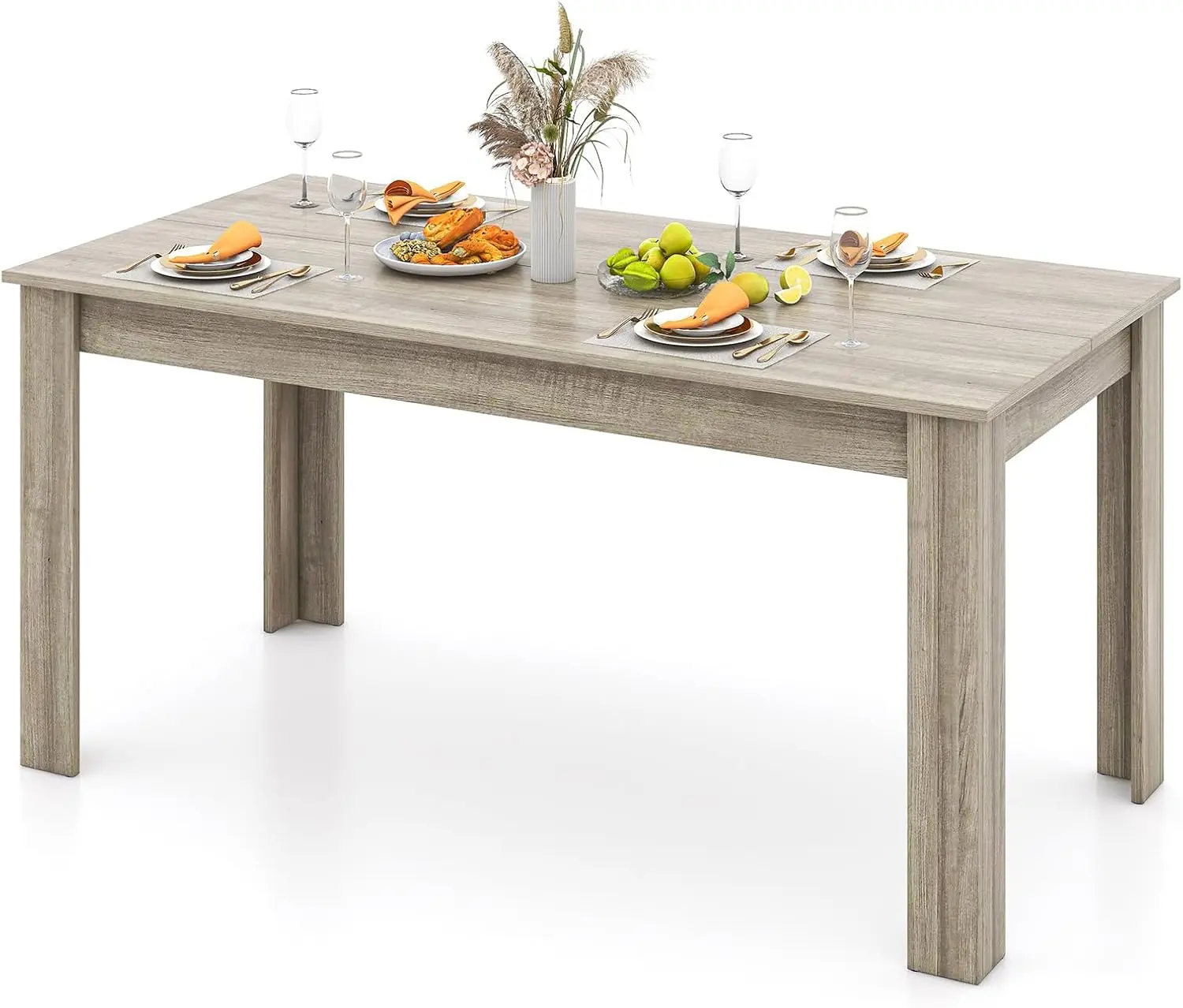 Dining Table, Modern Dining Room Table for 4-6 People, 63" Rectangular Dinner Table w/Heavy Duty Legs, Spacious Desktop, Farmhou