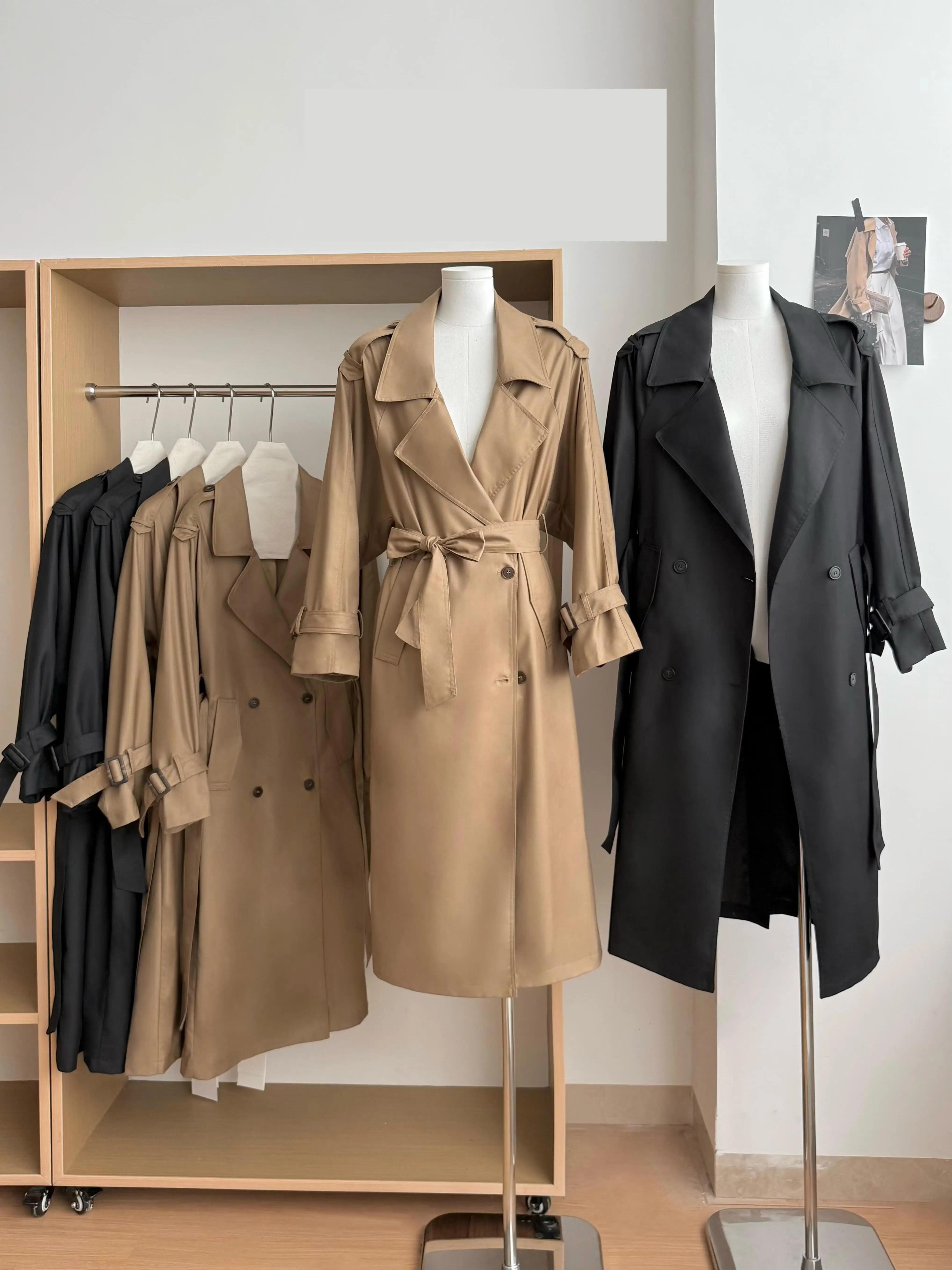 

Женский весенне-осенний шикарный двубортный свободный длинный плащ, женский элегантный плащ с отложным воротником и длинными рукавами, верхняя одежда