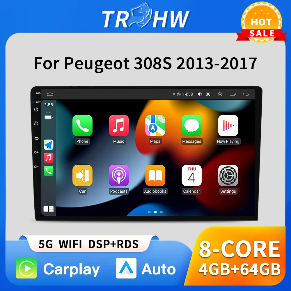 

Android 13 8 Core 9“ IPS Screen Car Radio Stereo Receiver For Peugeot 308 T9 308S 2013 - 2017 Multimedia Player Carplay+Auto