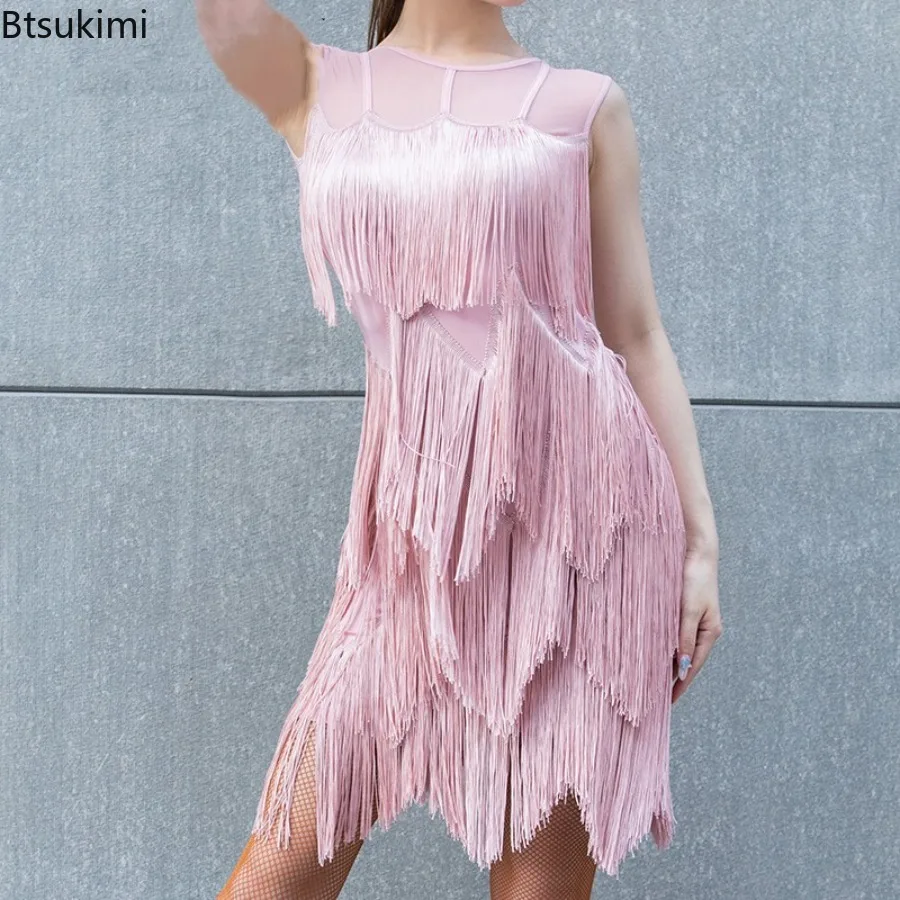 

2025 Высококачественное платье для латинских танцев, женская сексуальная юбка с бахромой для бальных вечеринок, профессиональная одежда для соревнований по латинским танцам, танцевальная одежда