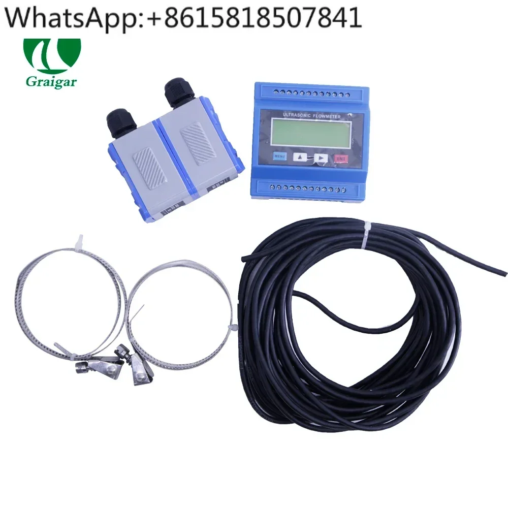 TUF-2000M+TM-1 Clamp On Flow Meter Flow Module Digital Ultrasonic Flowmeter Liquid Flow Tester DN50mm-700mm