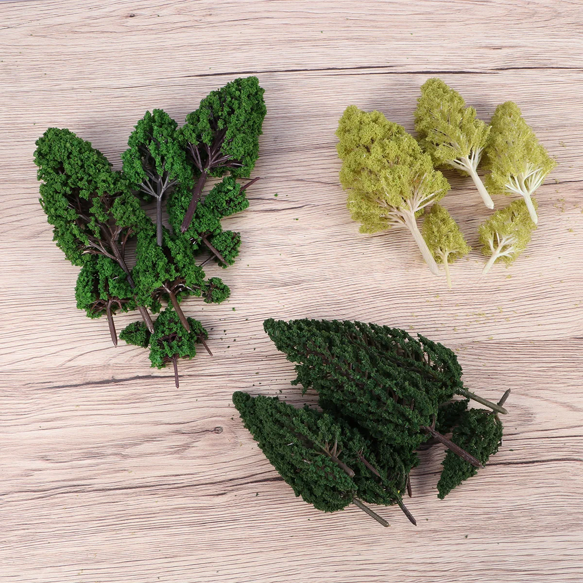 

27Pcs Mini Green Landscape Trees Plastic Different Sizes Decorative for House Desk Kitchen Scenery Architectural Border Set