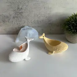 고래 양초 컵 석고 석고 금형, DIY 수제 화분, 콘크리트 시멘트, 실리콘 금형 공예, 미술 장식, 점토 송진 몰드