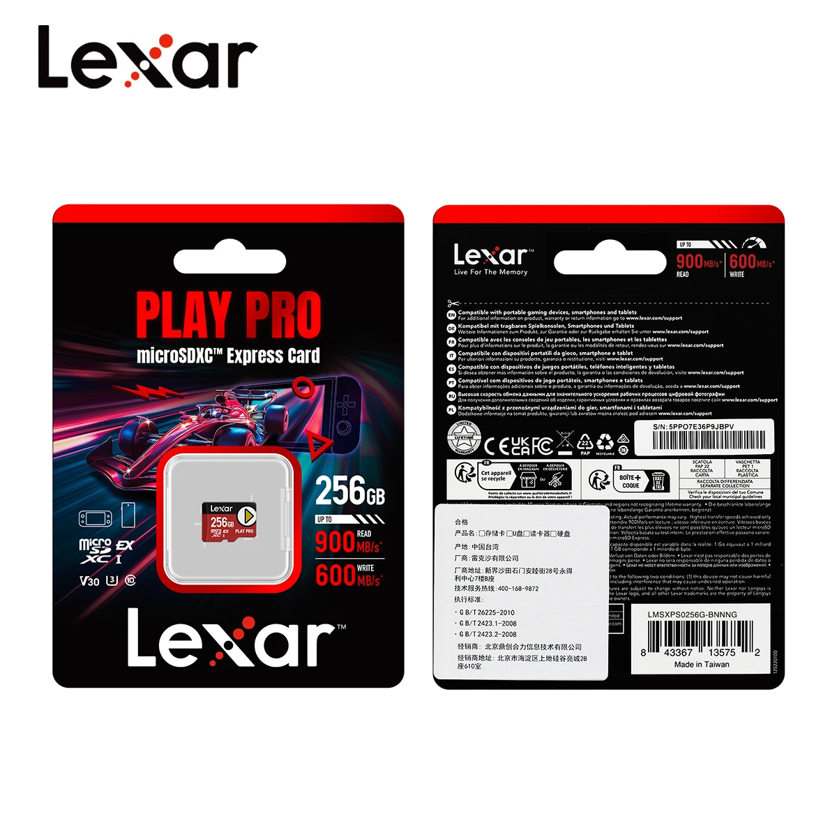 Tarjeta Lexar microSDXC Express Play Pro 1TB 512GB 256GB microSD V30 U3 C10, tarjeta TransFlash de almacenamiento TF para Digital Swicth
