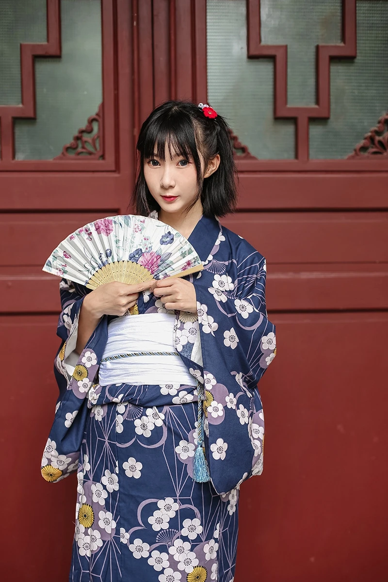

New Arrival Japanese Women Original Yukata Dress Traditional Kimono With Obi Performance Dance Costumes One Size