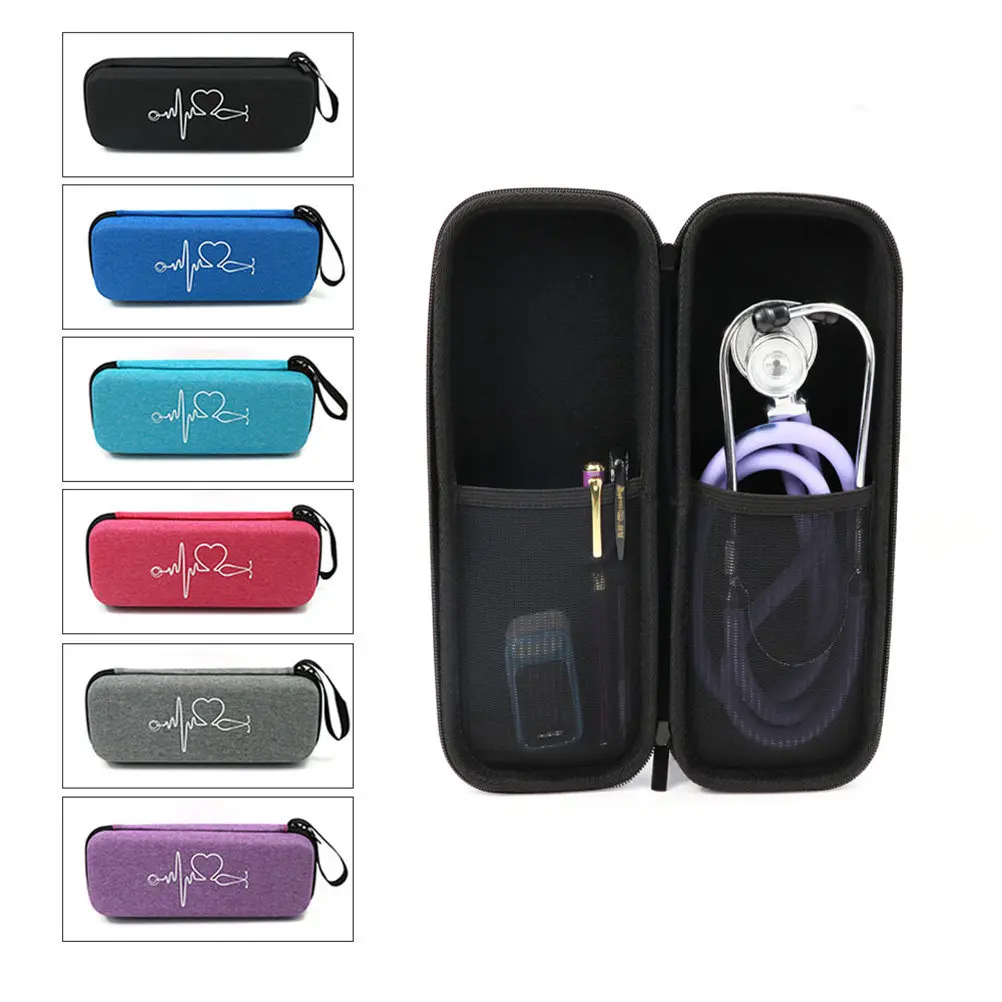 Stethoscope Storage Case EVA Hard Shell Shockproof Protective Pouch with Interior Pocket Sky Blue