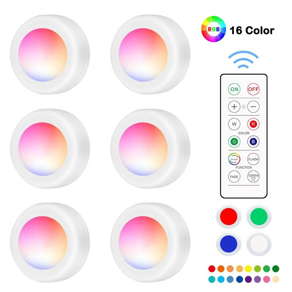 

16 Colors RGB Under Cabinet Lighting Touch Sensor LED Closet Night Lights Wireless Dimmable Wardrobe Stair Wall Lamp