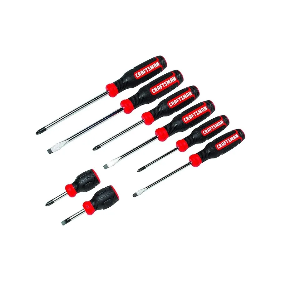 

8Piece BiMaterial Screwdriver Set with Ergonomic Handle for Precision Work in Automotive Repair Electronics Assembly and Home D