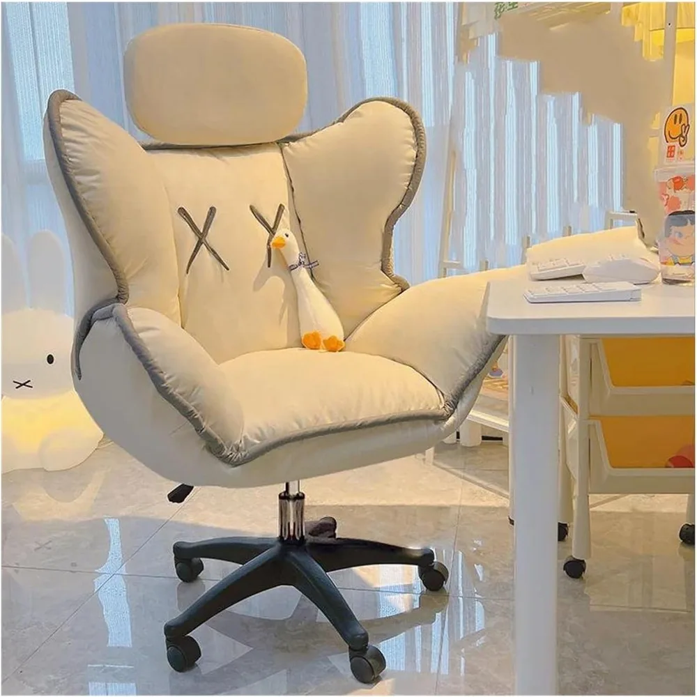 Office Chair,Footrest Ergonomic Office Chair Wheels Extension Luxury Swivel Office Chair Kawaii Comfy Cute Furniture Officechair