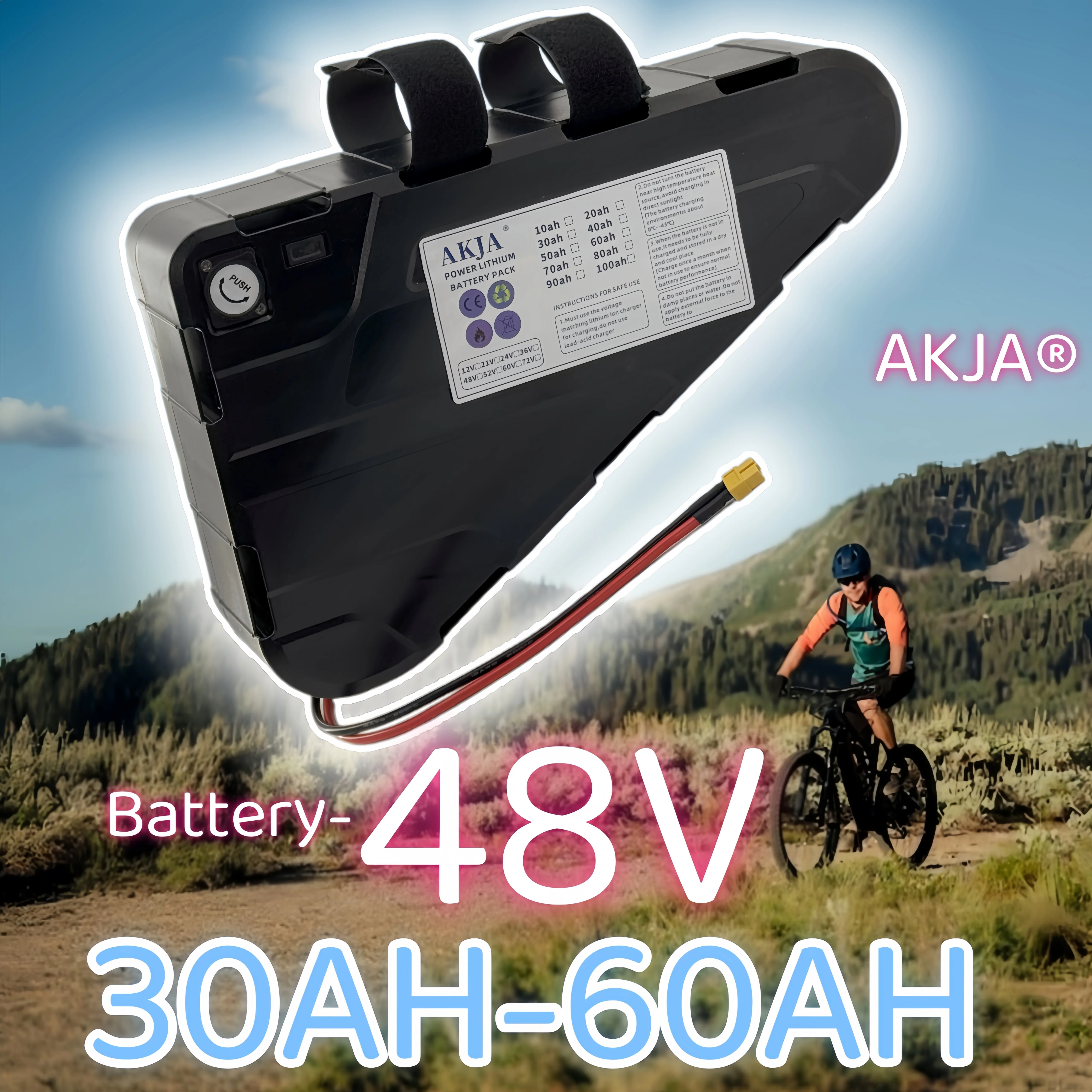 

Air fast transportation 60AH Capacity Waterproof Hard Case Strong power 48V High battery pack 350W500W750W1000W triangle battery