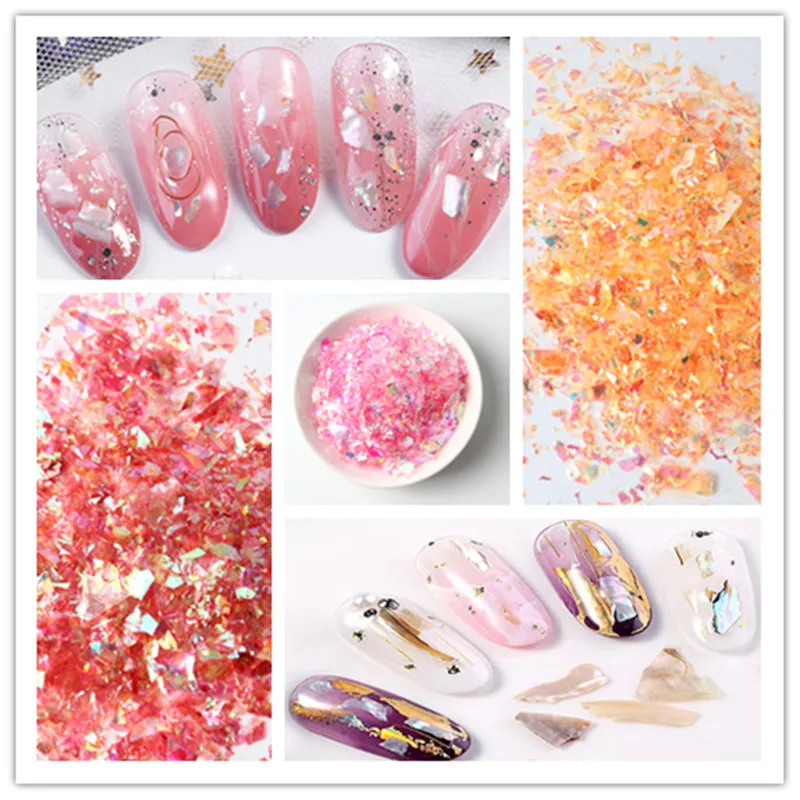 20G Irregular Shell Paper Powder Nail Polish Sequins for Manicure Glitter Nail Peeling Pigment Supplies Color Nail Stickers