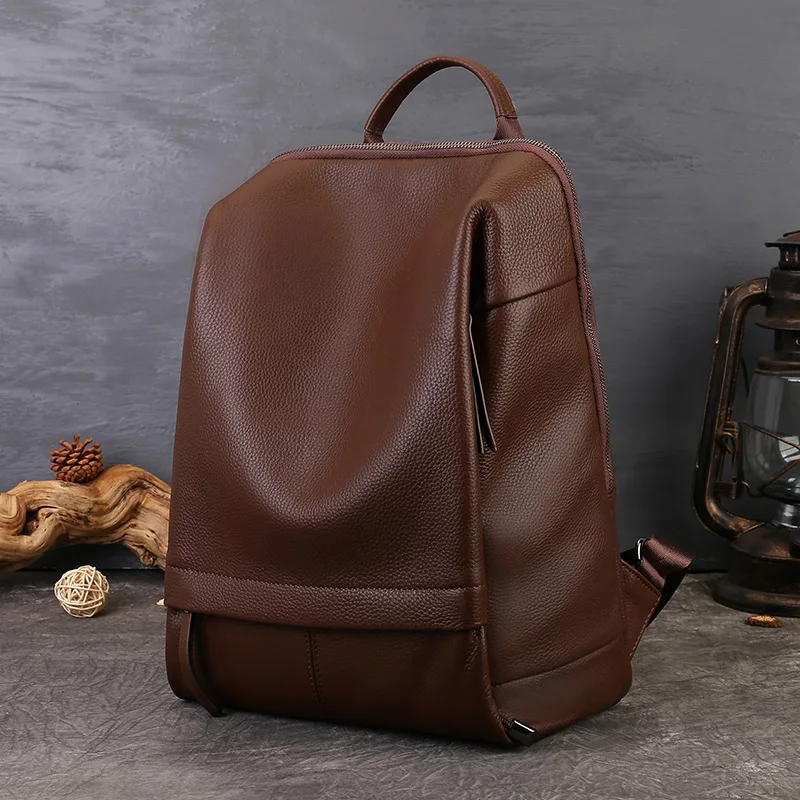 Luxury Business Trip 15-Inch Laptop Backpack 2026 First Layer Soft Cowhide Large Capacity Leisure Women's Backpack