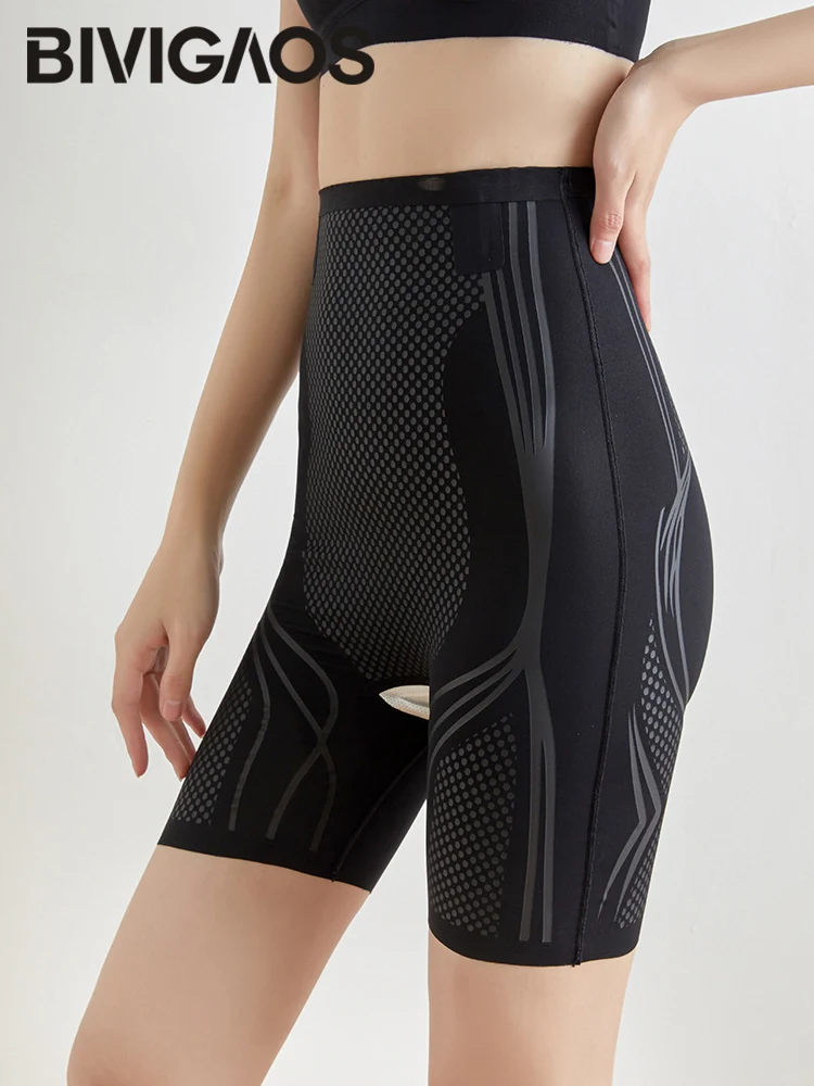 BIVIGAOS Summer Women Body Shaper Shark Cycling Shorts Butt Lift High Waist Slim Biker Shorts Black Sport Running Short Leggings