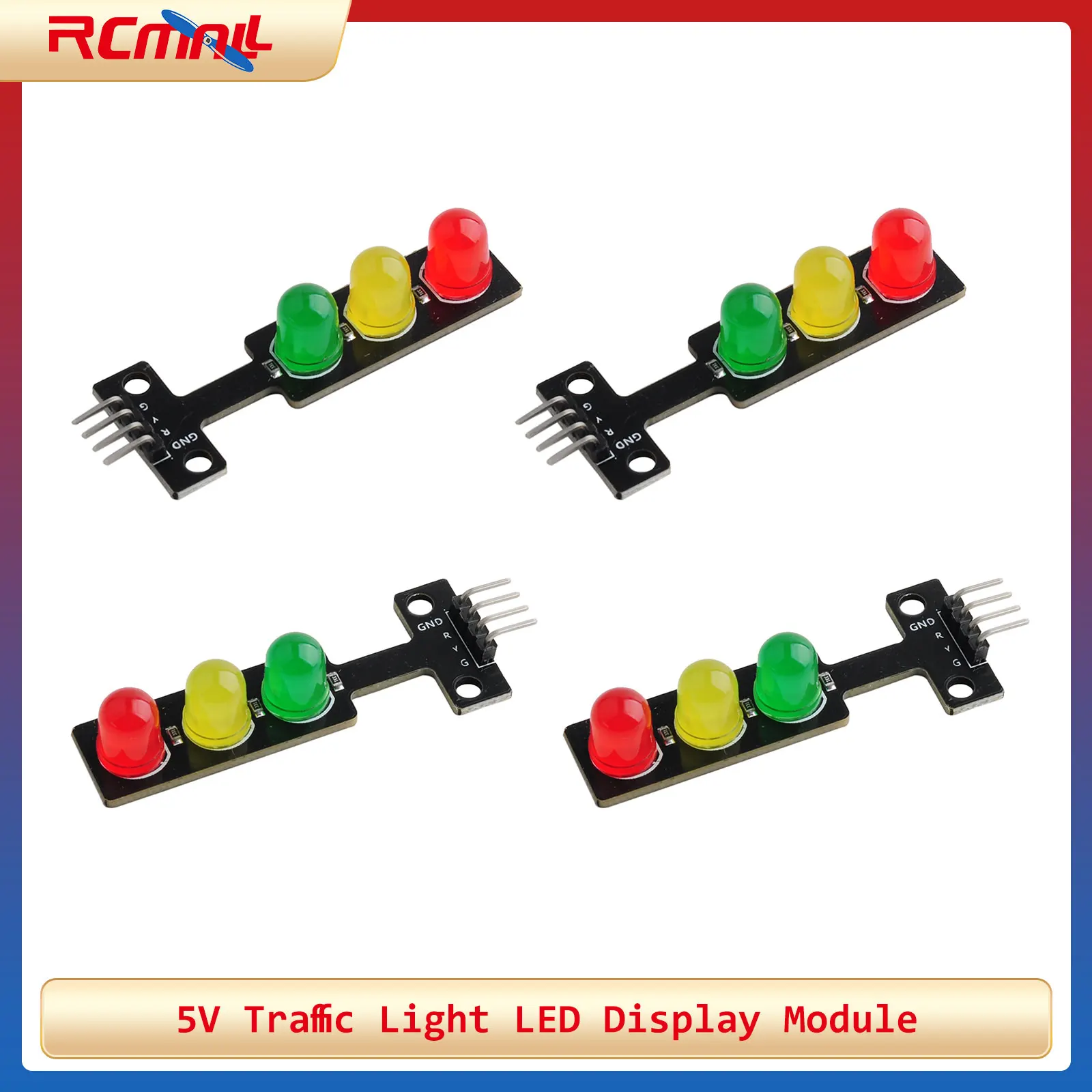 4PCS Mini 5V Traffic Light LED Display Module for Arduino Red Yellow Green 5mm LED RGB Traffic Light