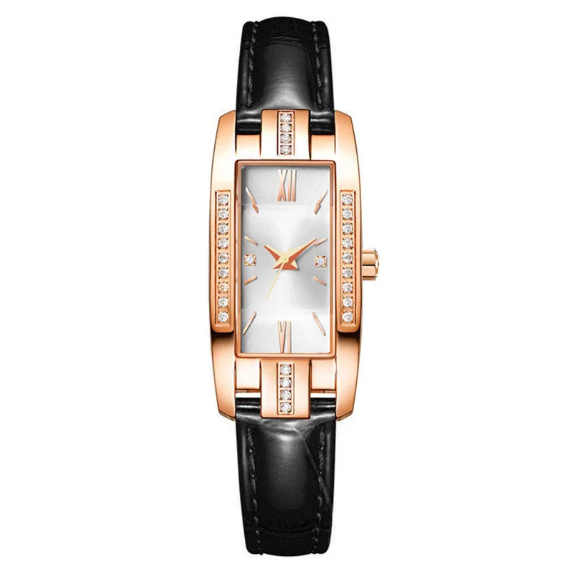 New Diamond-Encrusted Small Square Quartz Watch for Women, Retro Fashion Watch