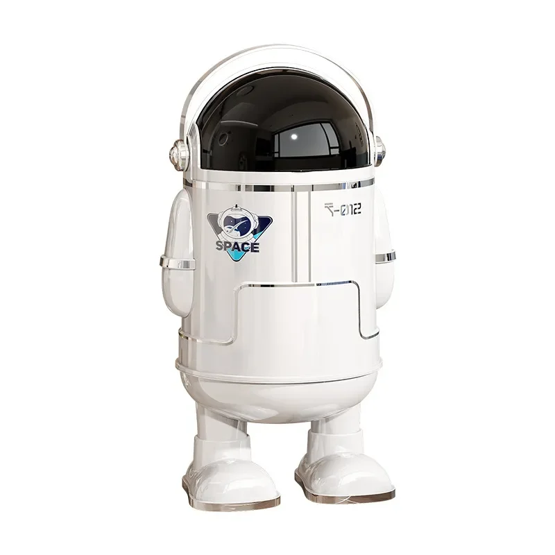 Modern Astronaut Waste Bin with Lid Wheels Large Capacity Luxury Home Kitchen Bedroom Living Room Garbage Can