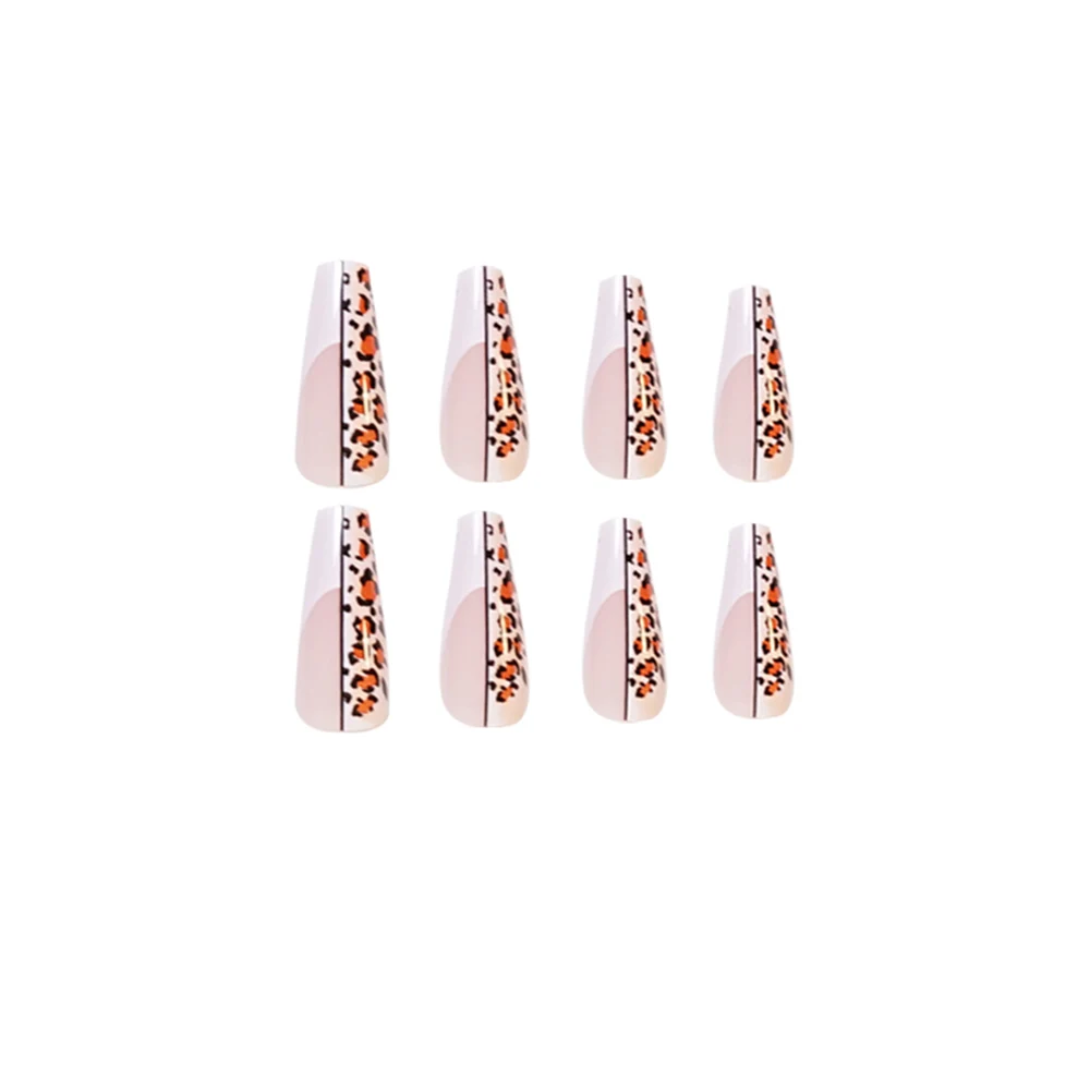 

JP1447 QTCJ 24Pcs Leopard print series splicing pattern Wearable Nail Art Nail With Glue Patch Waterproof And Removable