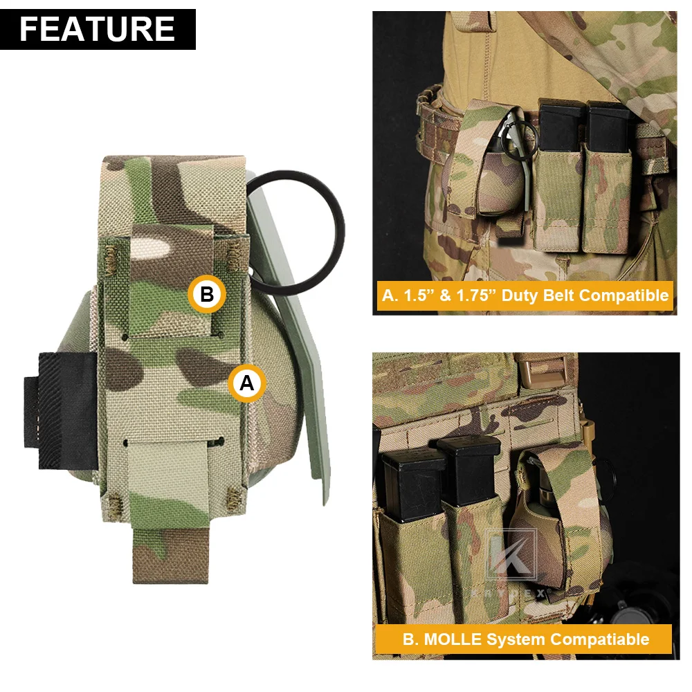 KRYDEX Tactical Elastic Frag Grenade Pouch Waist Belt Bag Small MOLLE Pouch Combat Hunting Outdoor Vest Belt Accessories