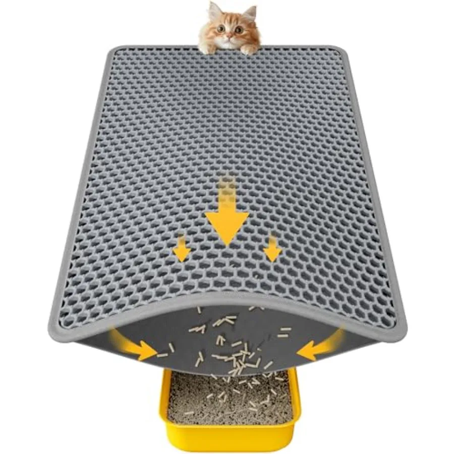 

Cat Litter Mat - 23.2'' x 14.6'' Small Litter Trapping Mat Easy to Clean Litter Box Mat Waterproof Urine-Proof Non-Slip Kitty L