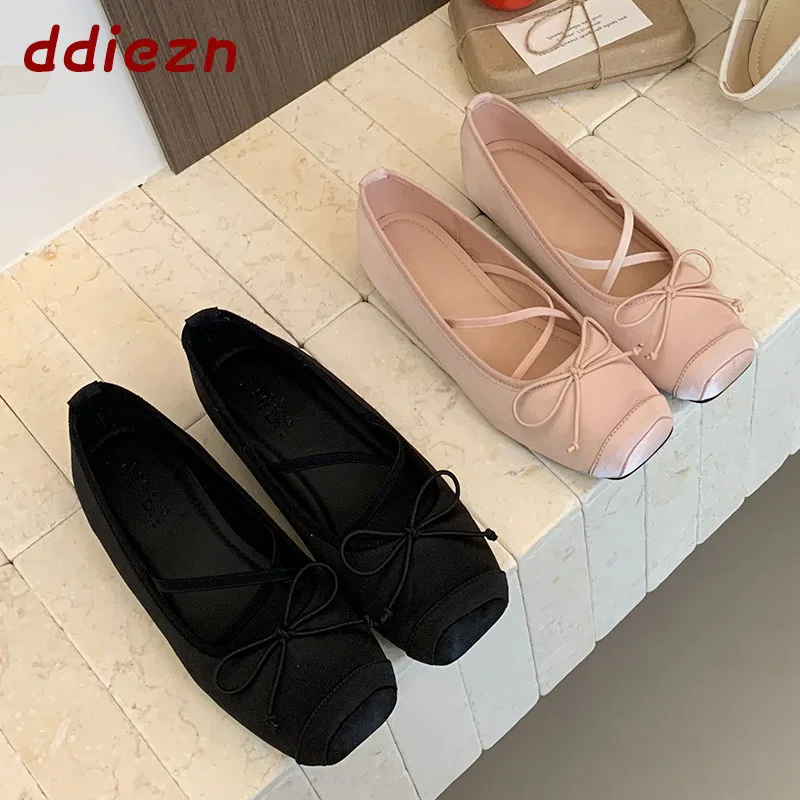 

New In Summer Spring Fashion Silk Women Ballet Flats Shoes Shallow Female Mary Janes Elastic Band Ladies Lolita Shoes