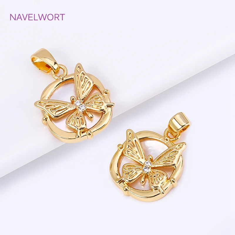 18K مطلية بالذهب النحاس الطبيعي شل القلب المعلقات سحر لصنع المجوهرات لوازم ، قلادة ذاتية الصنع صنع الملحقات بالجملة #6