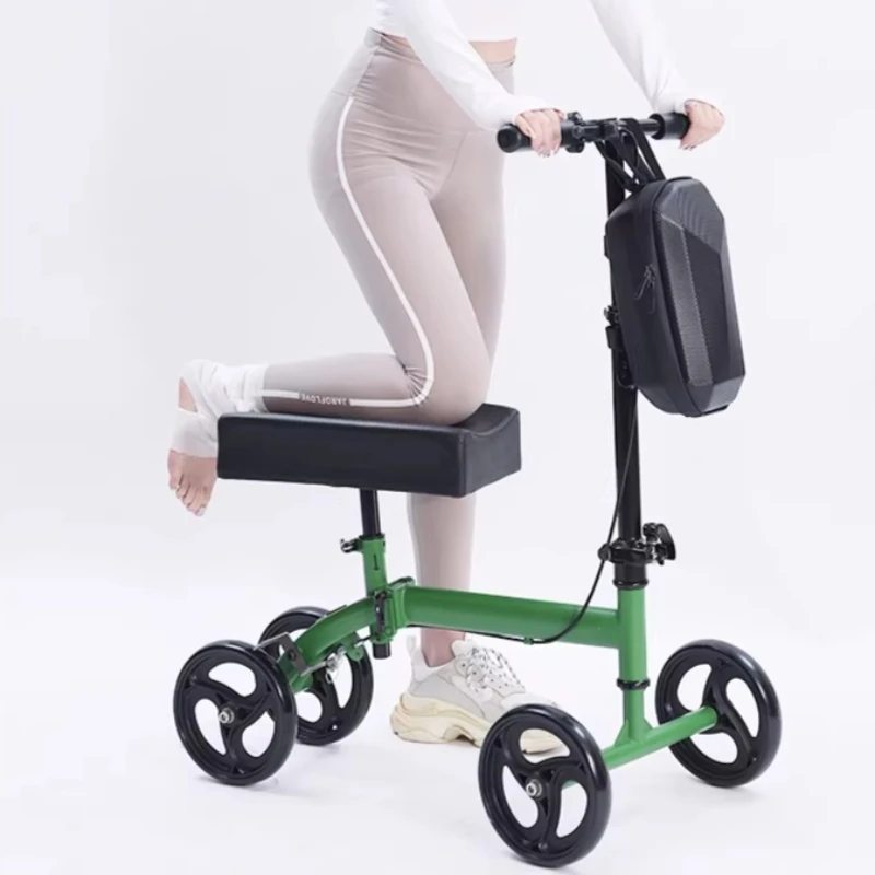 ​Elderly Disabled Knee Walkers Foldable Seated Training Home Auxiliary Training Crutches Trolley Four-wheeled Walker for Adults