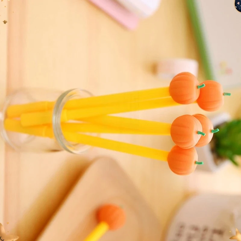 

12 Pcs Halloween Pumpkin Styling Cute Neutral Pen Student Stationery Prize Gifts Halloween Gifts Back To School