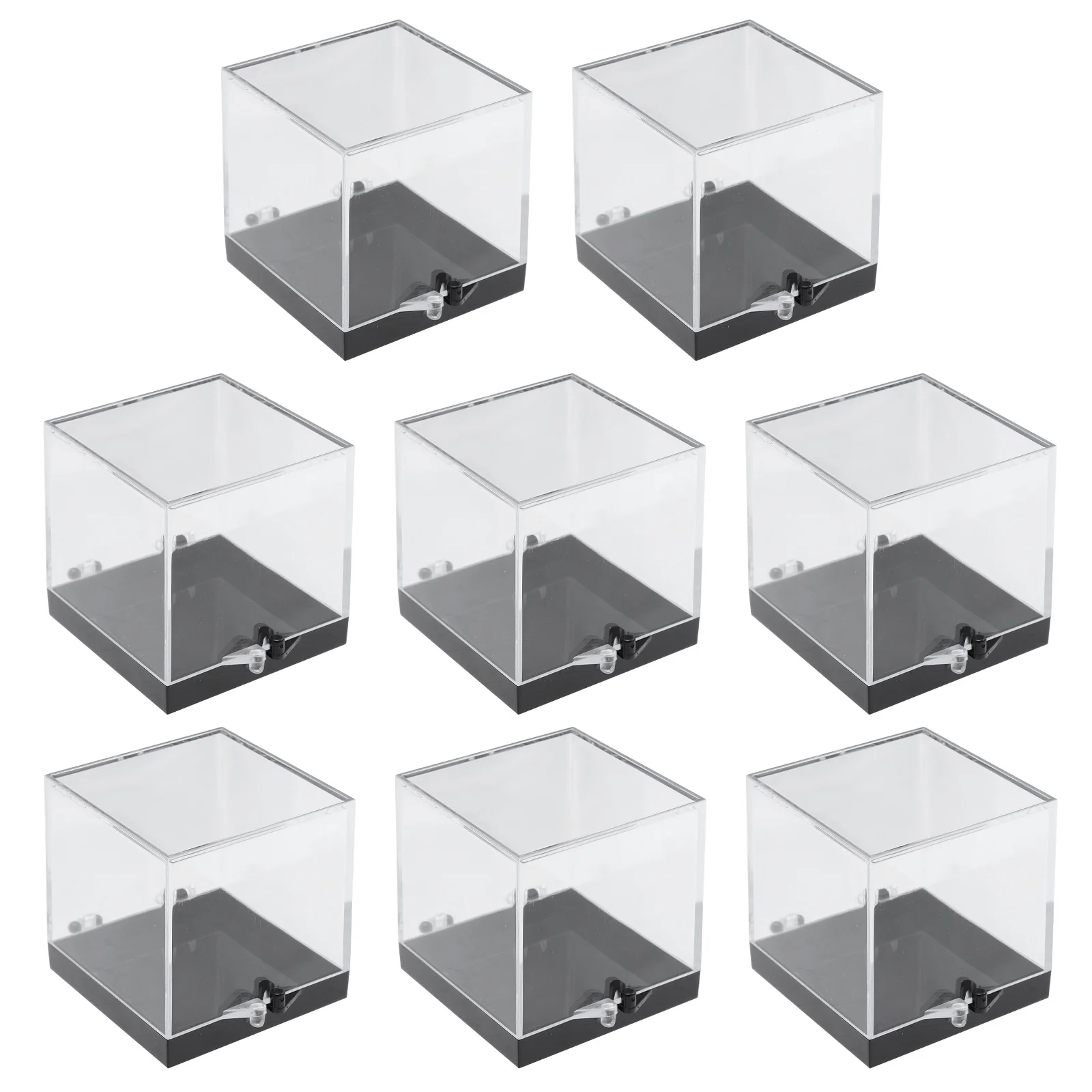 8Pcs Transparent Square Plastic Mineral Specimen Display Container Durable Organizer Storage Box Mineral Specimen Box