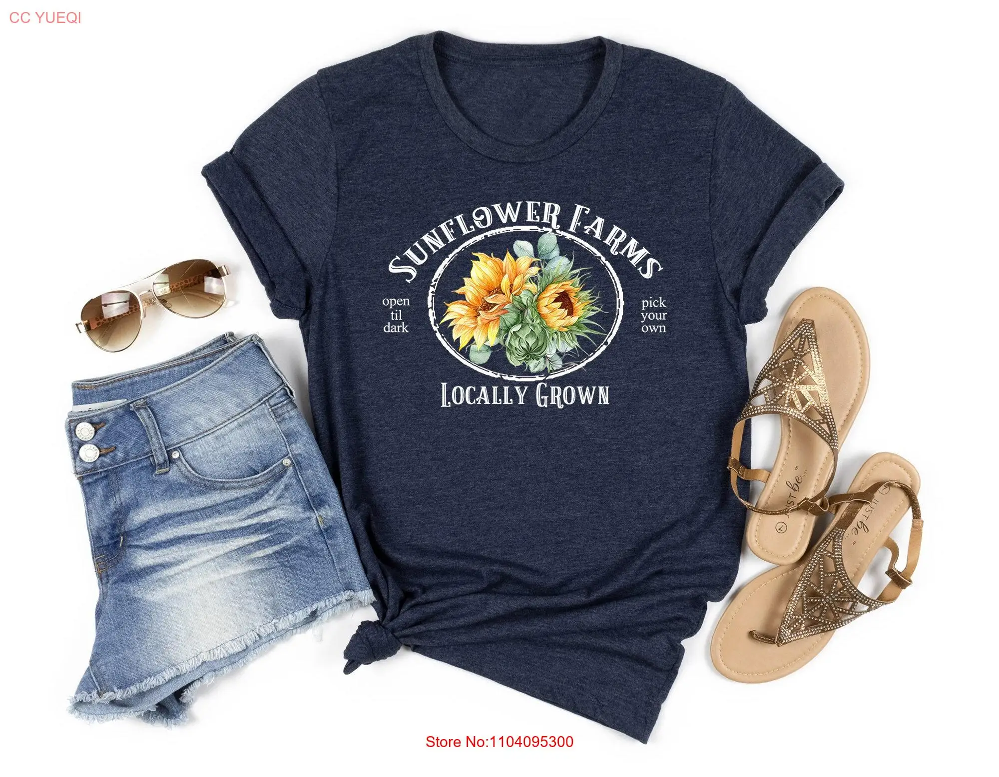 Sunflower Farms T Shirt Botanical Farm Life Outfit Inspirational Womens Garden Floral Gardening long or short sleeves